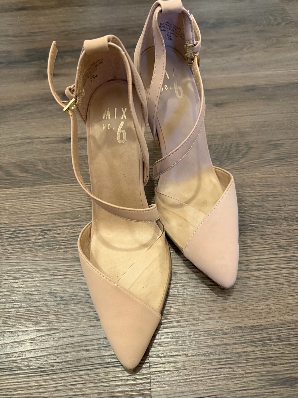 Mix No. 6 Women's Nude Pointed-Toe Ankle-Strap Heels